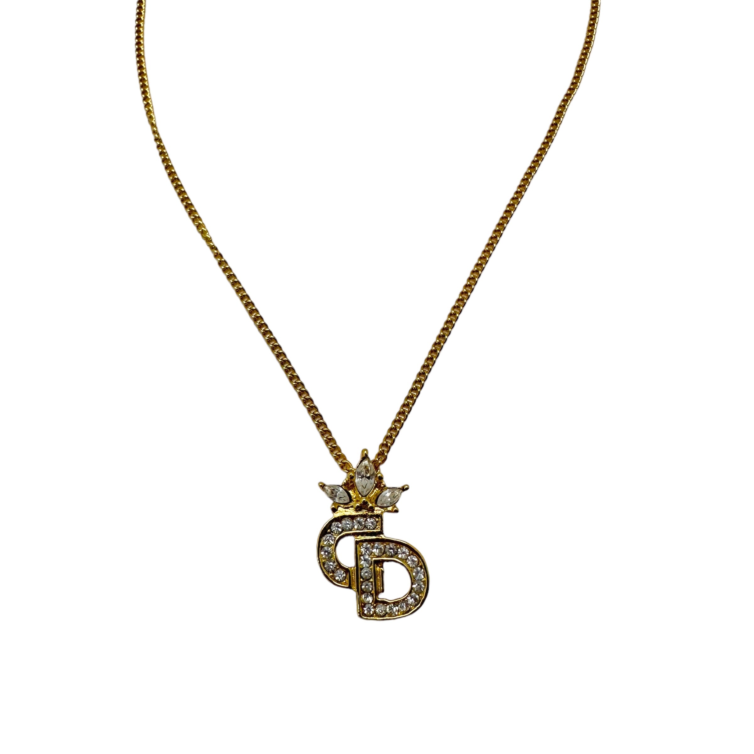 【安い限定品】【良品】Dior　ディオール　ネックレス　CDロゴ　ラインストーン　ゴールド アクセサリー
